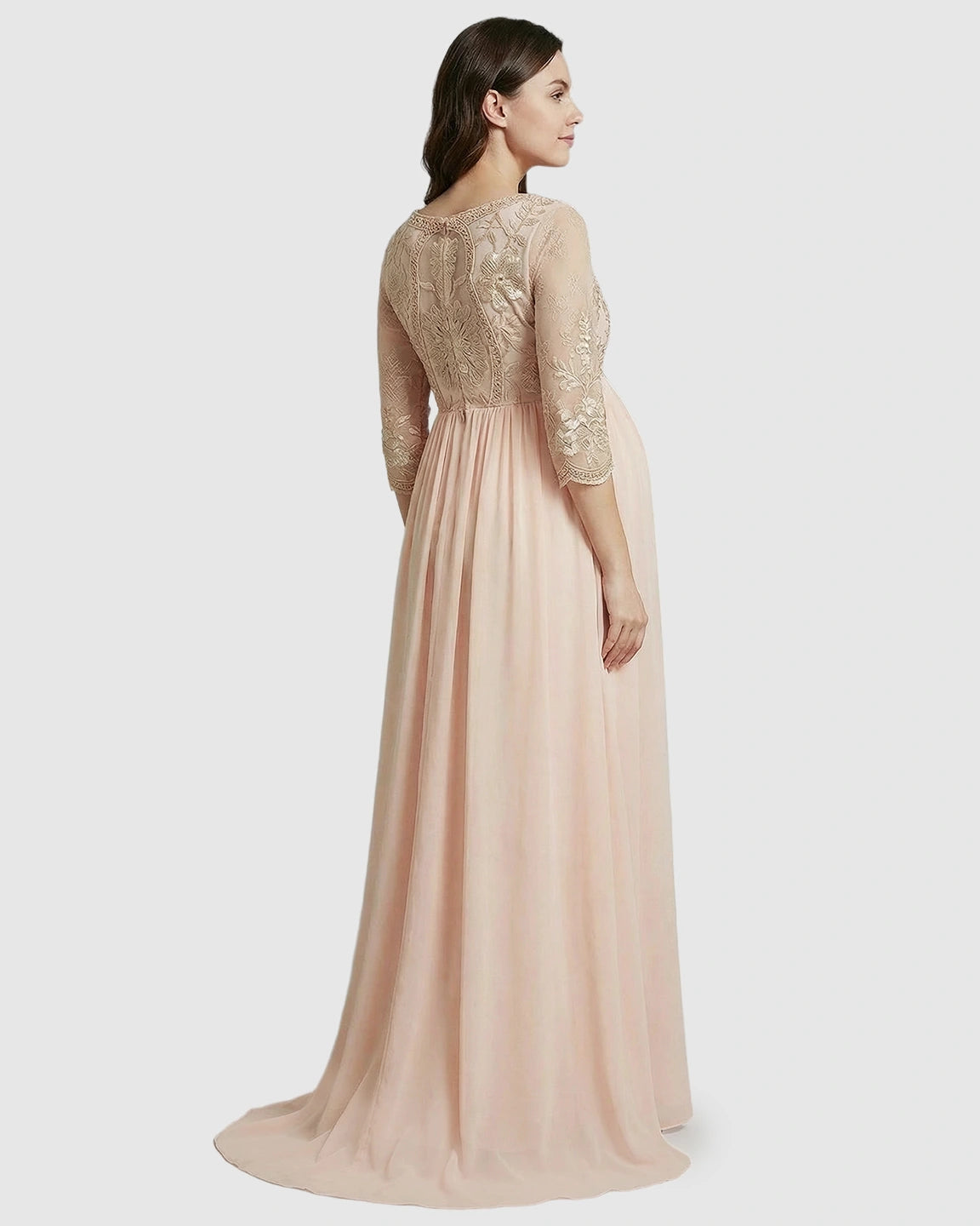 Sheer Lace Bodice Trailing Maternity Photoshoot Dress