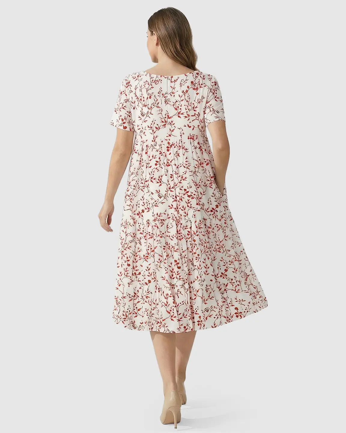 Empire Waist Tiered Maternity Midi Dress