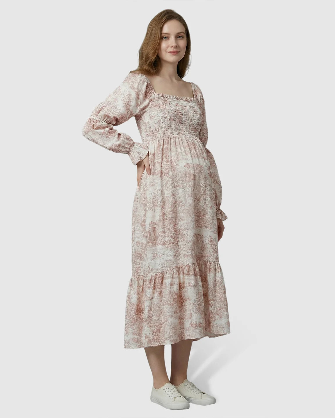 Floral Print Tiered Skirt Maternity Maxi Dress