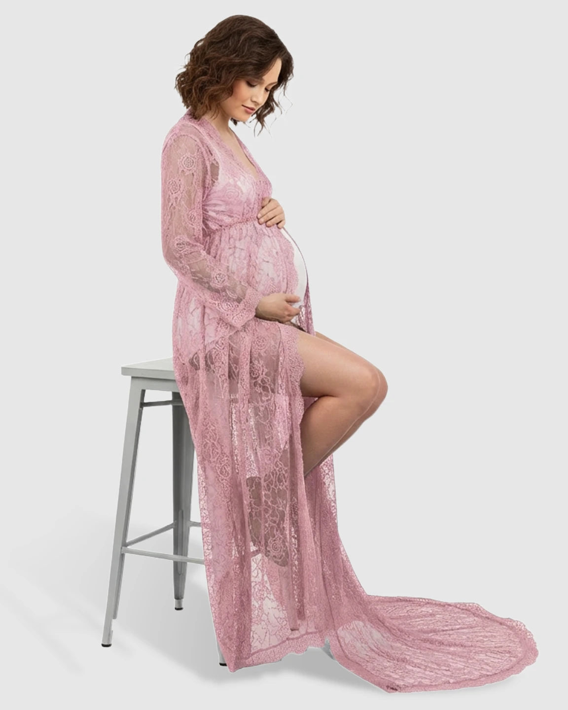 Floral Lace Romantic Maternity Photoshoot Maxi Dress
