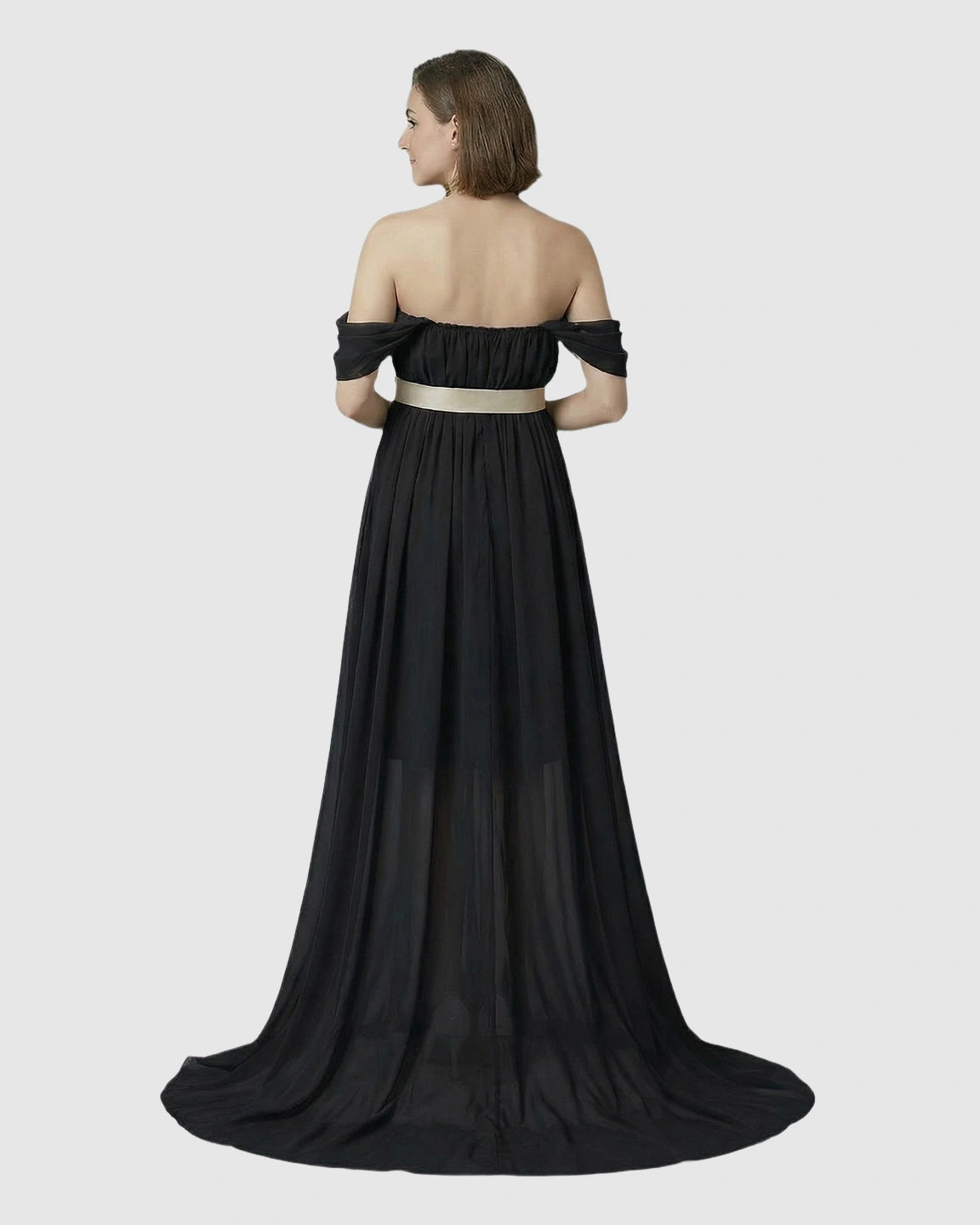 Chiffon Flowing Off Shoulder Maternity Photoshoot Gown