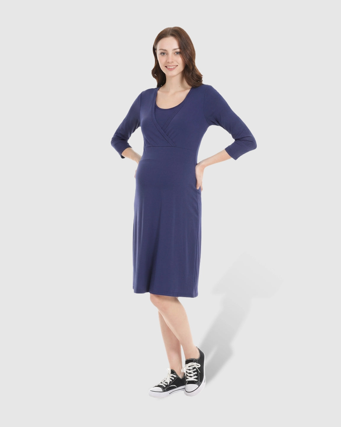 Wrap-Front Nursing Access Everyday Maternity Dress