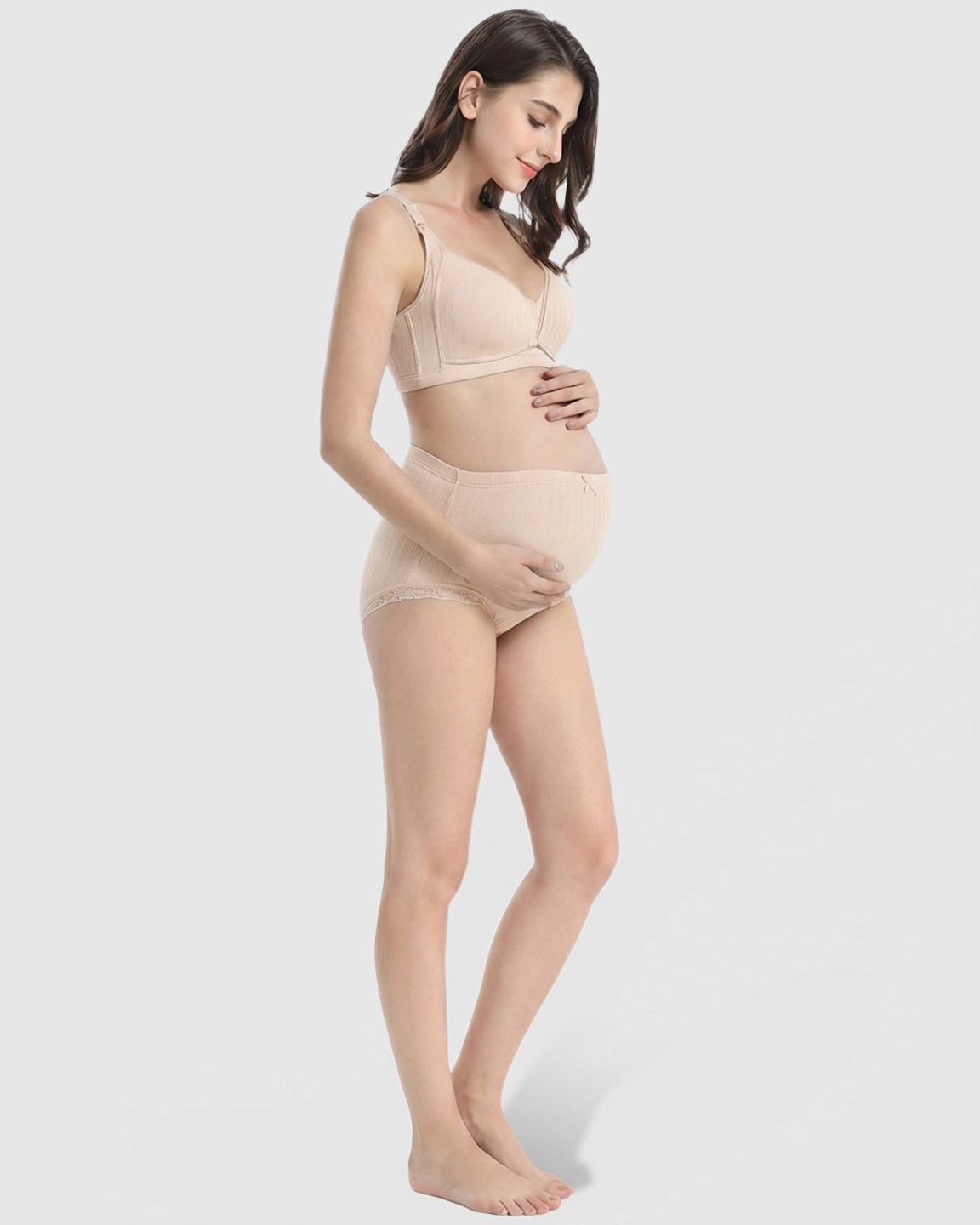 Wire-Free Breathable High-Waist Maternity Nursing Bra & Panty Set