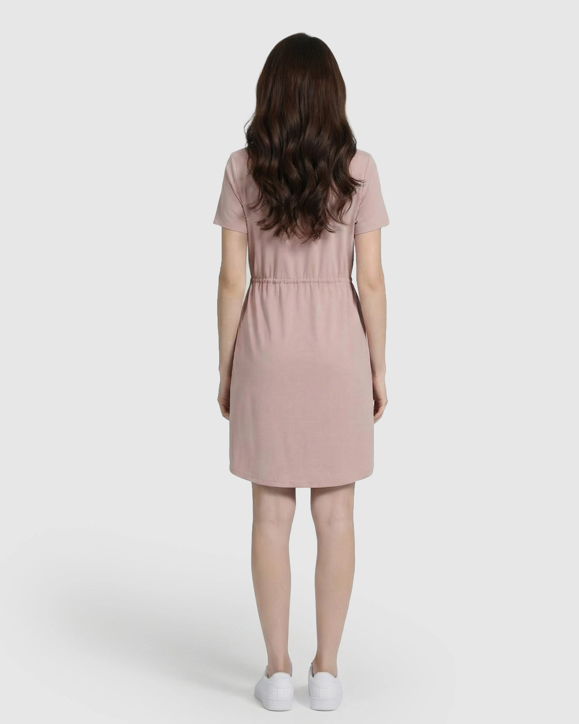 Short-Sleeve Front Zip Maternity & Nursing Dress