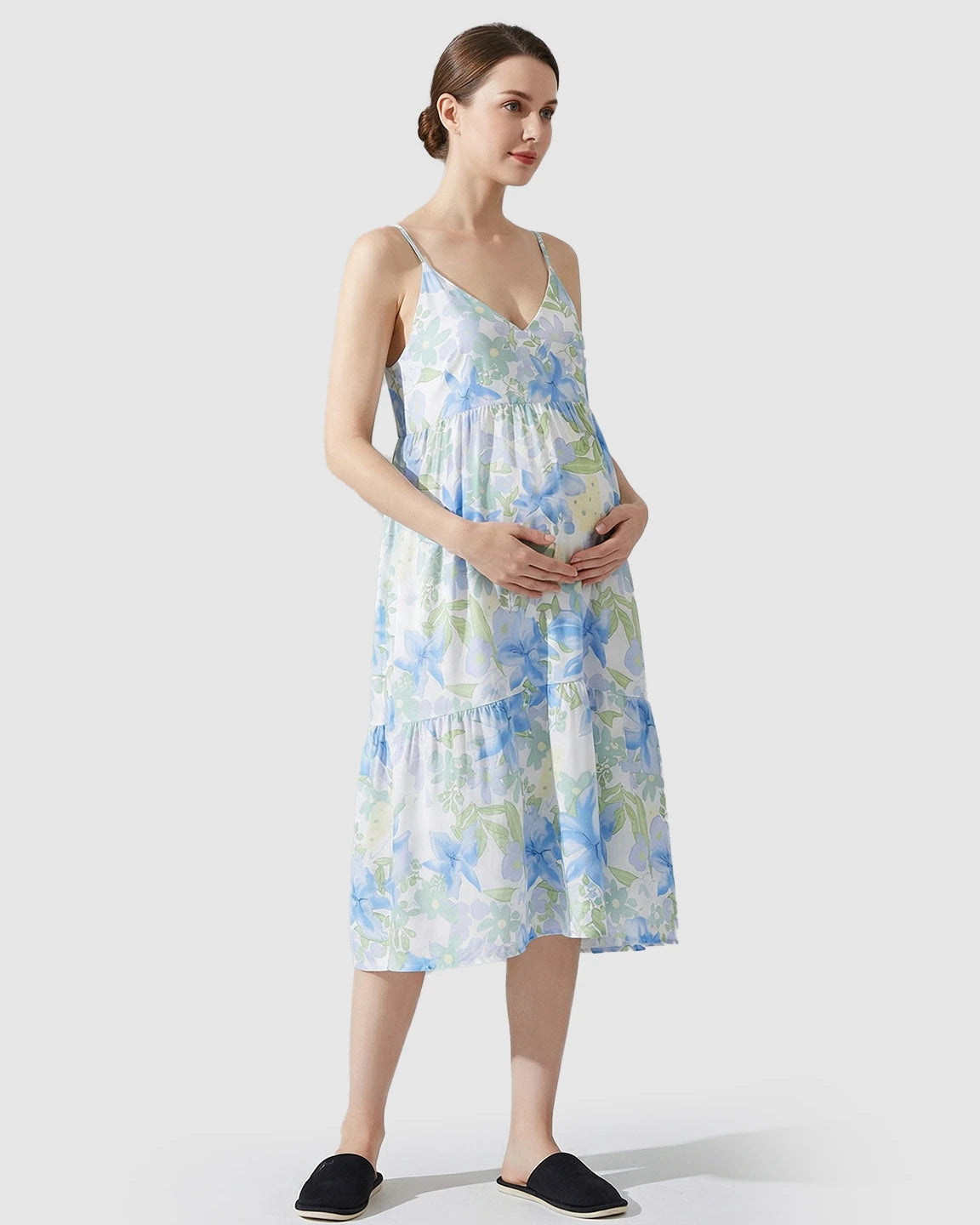 Floral Print Empire Waist Maternity Nightgown