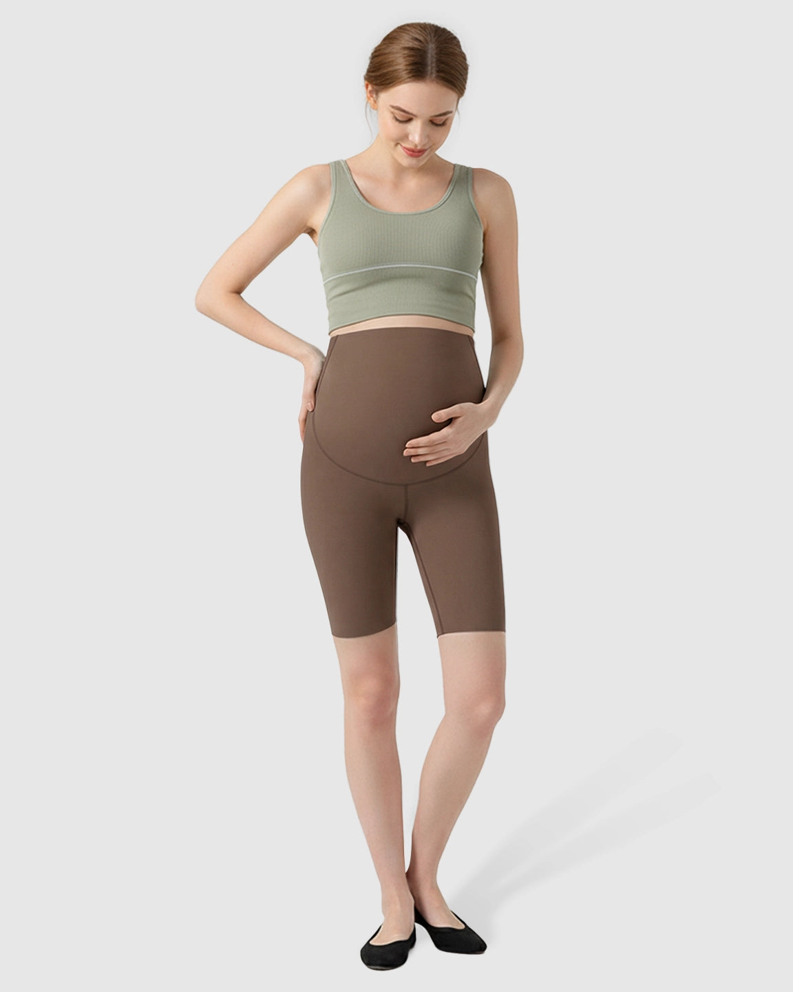 Over-Belly Seamless Design Maternity Shorts