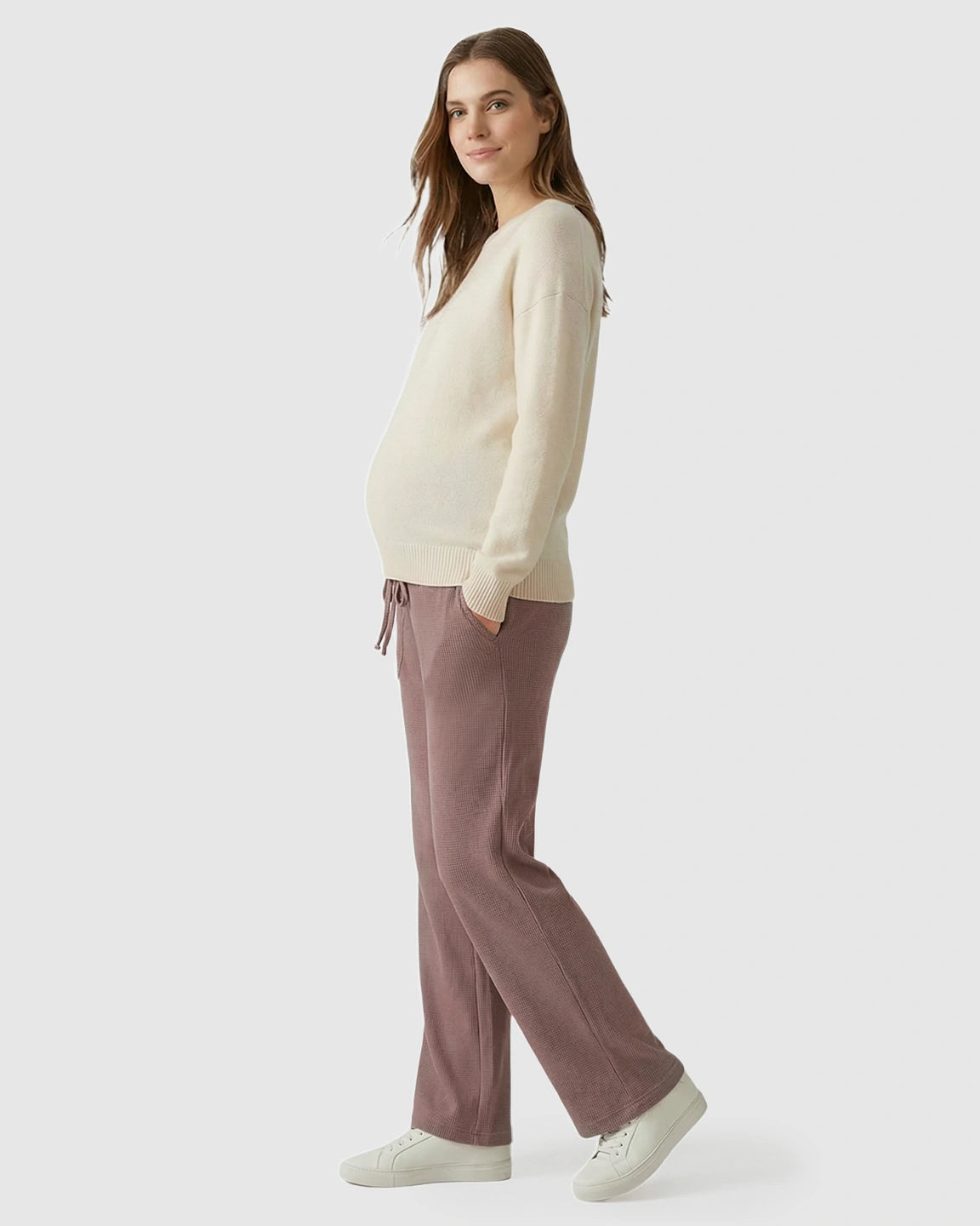 Waffle Knit Wide-Leg Maternity Pants