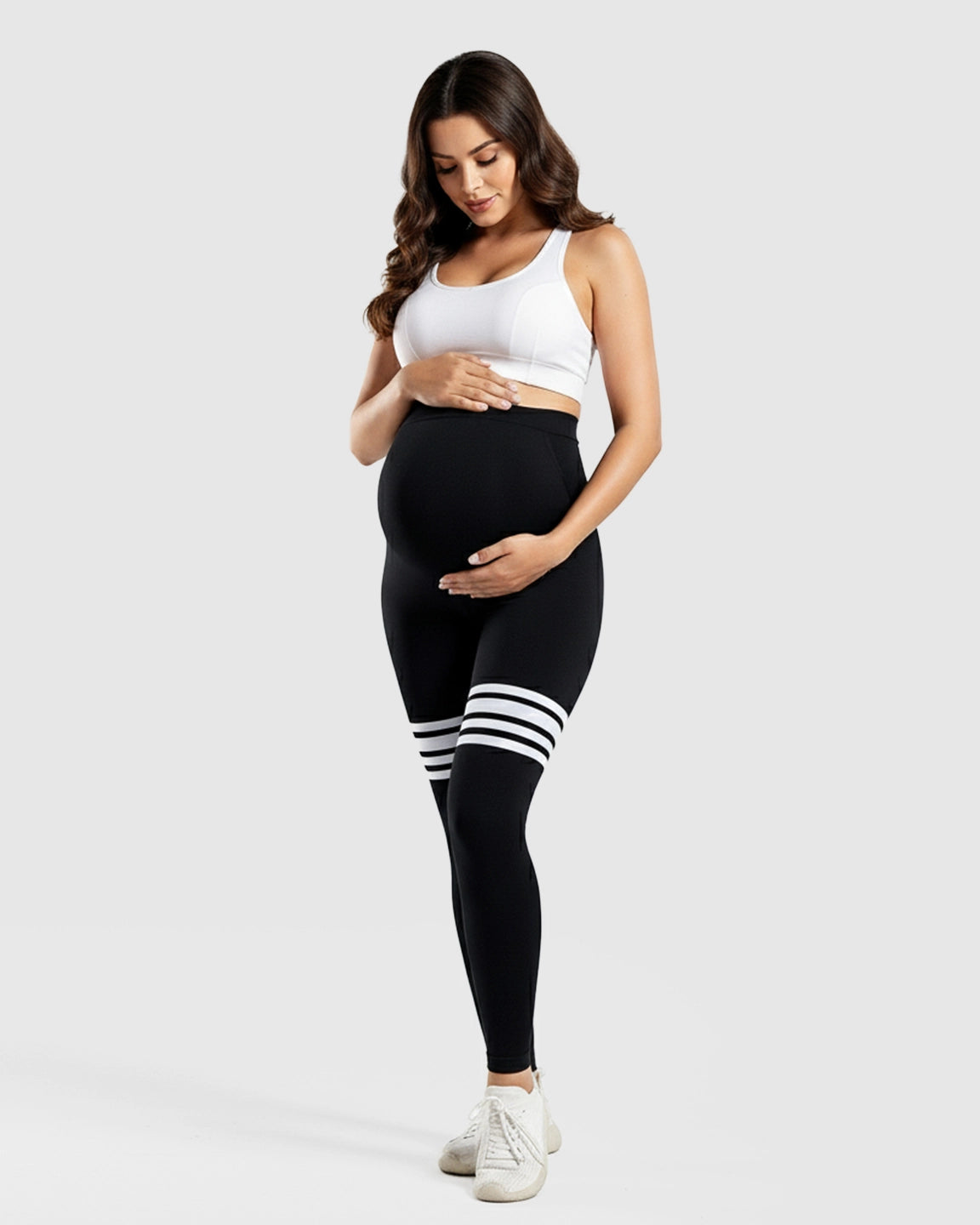 High-Waisted Stripe Maternity Yoga Leggings