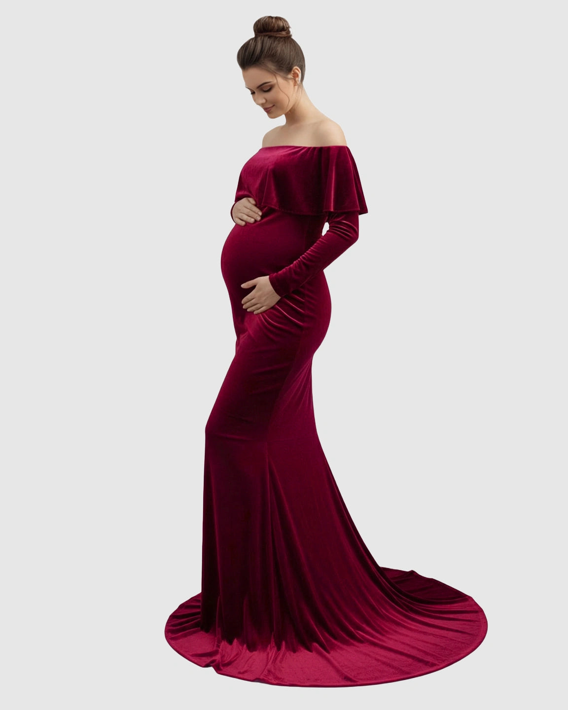 Off-Shoulder Fitted Maternity Photoshoot Dress