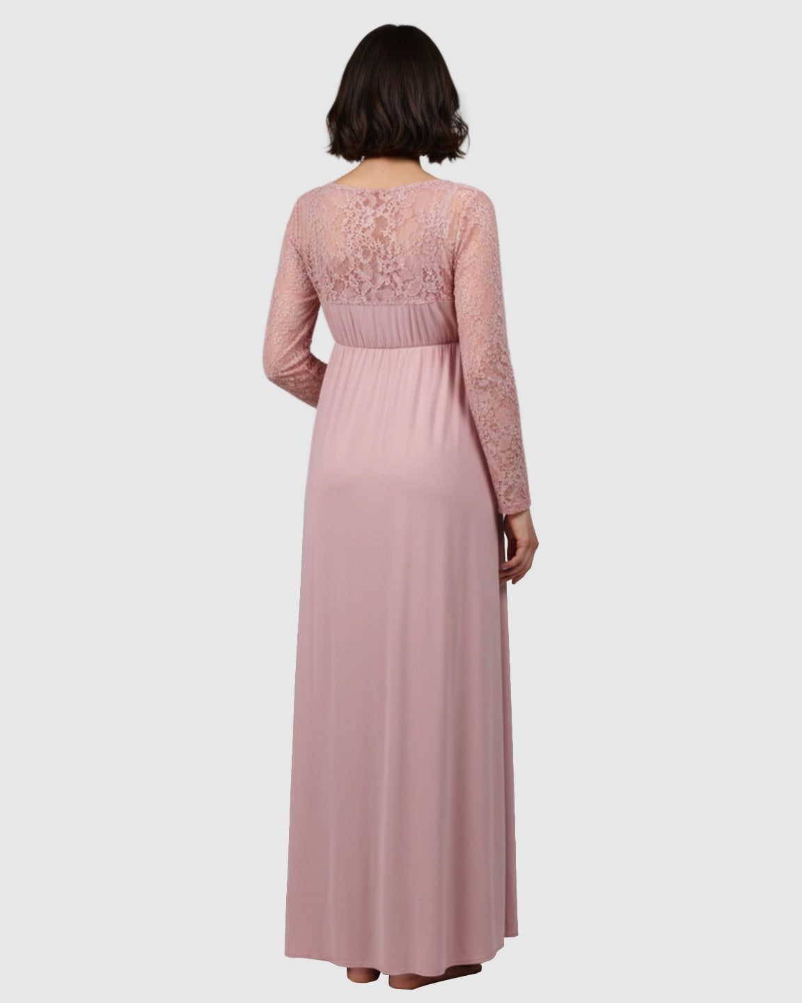 Elegant Lace Floor-Length Maternity Photoshoot Dress