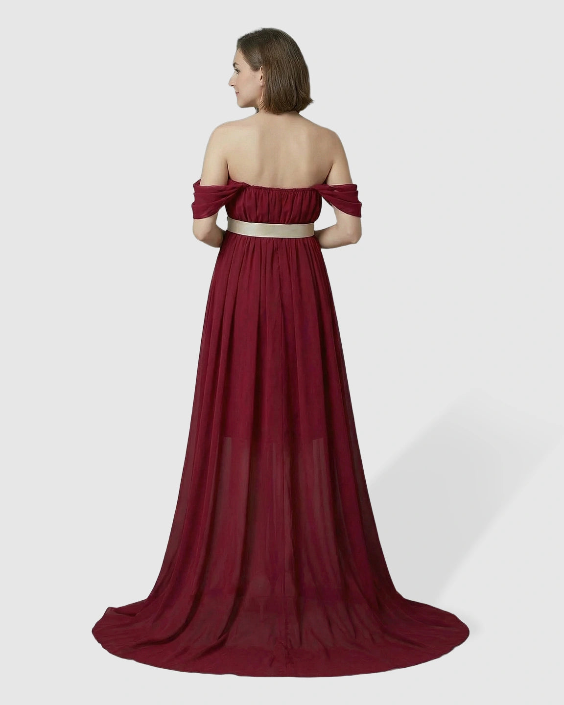 Chiffon Flowing Off Shoulder Maternity Photoshoot Gown