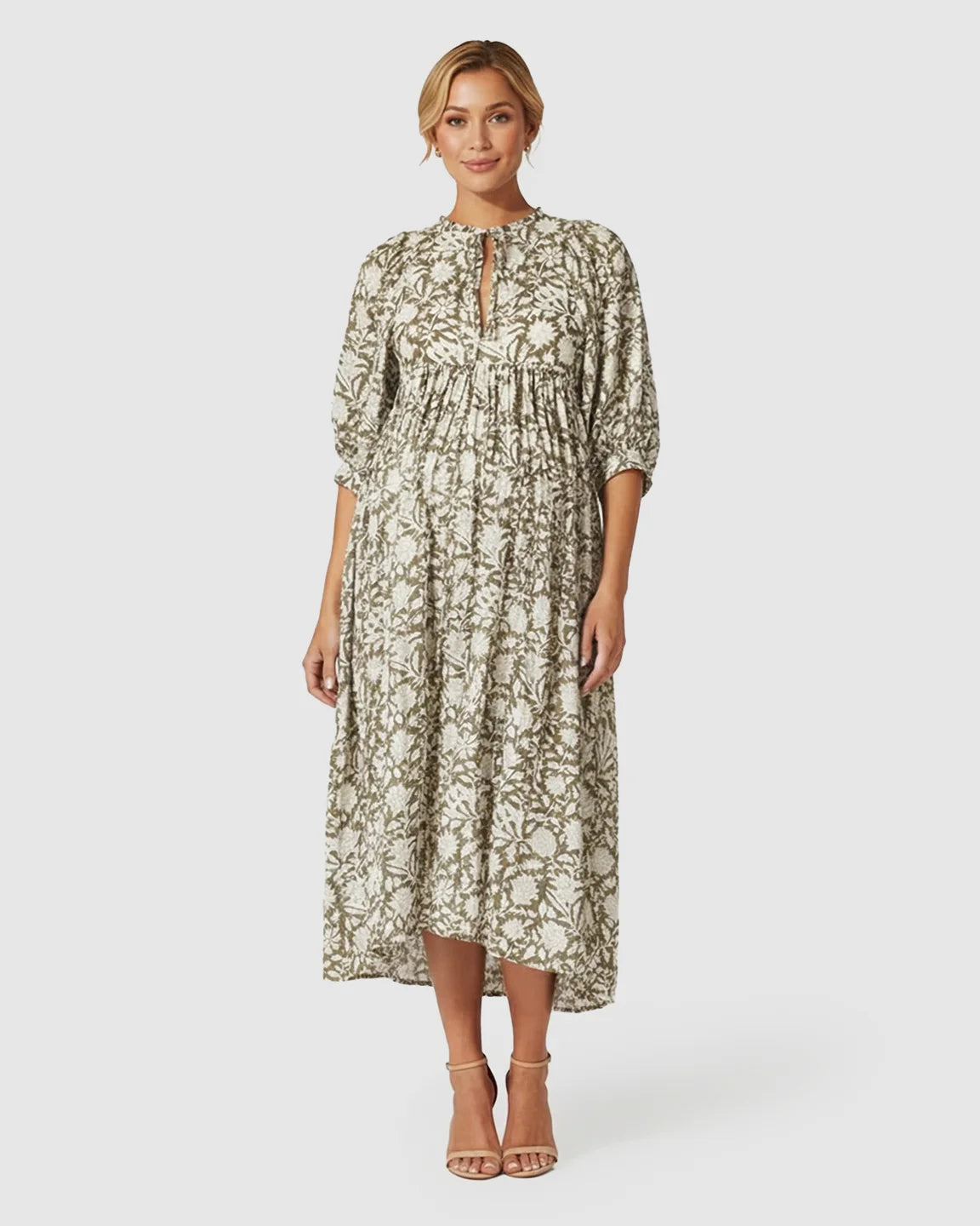 Flowy Cotton Boho Maternity Midi Dress