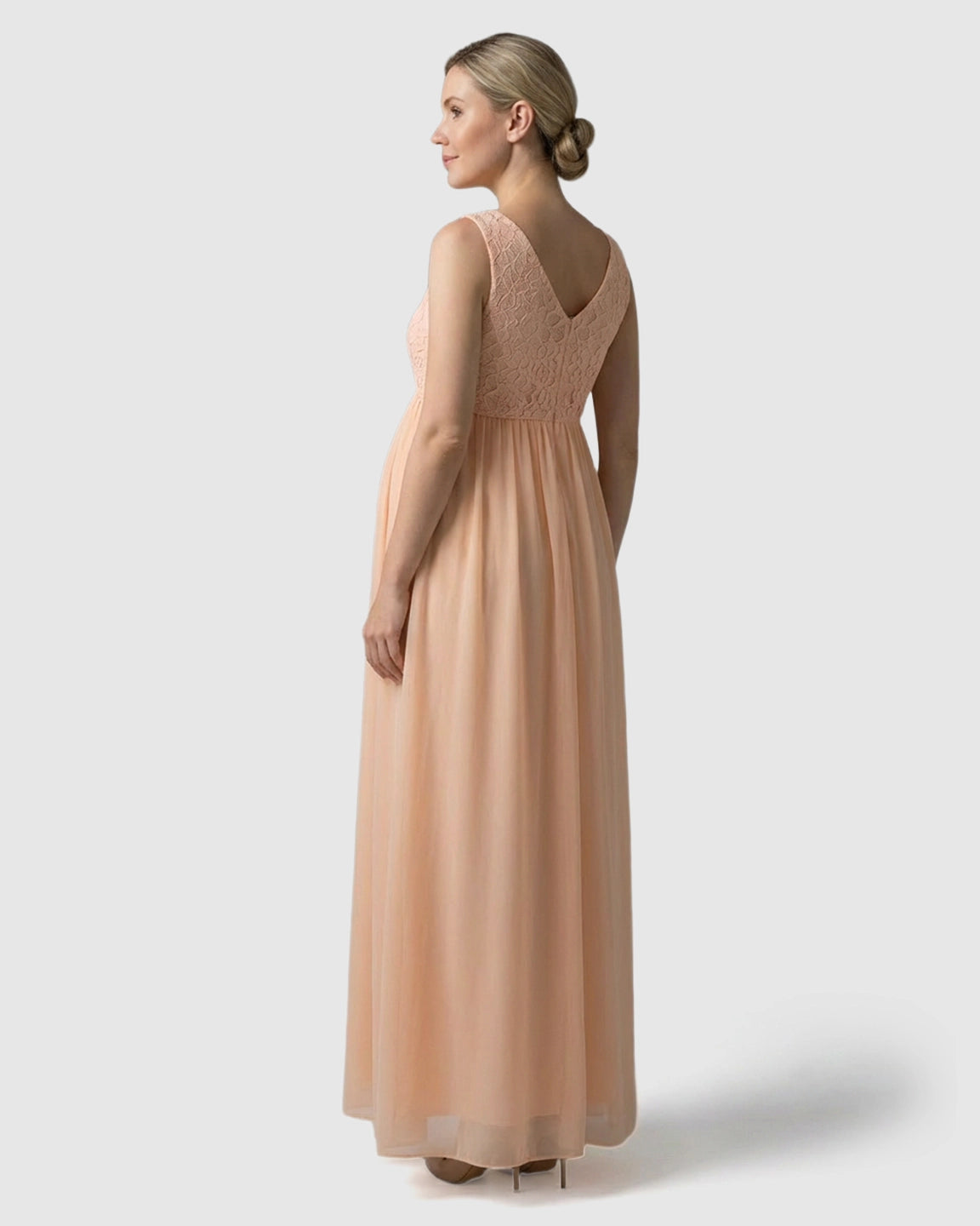 Lace-Chiffon Romantic Maternity Maxi Dress