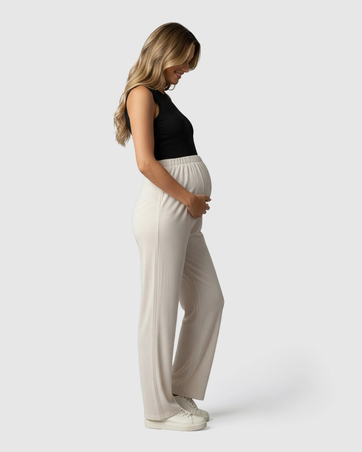 Elastic Waist Wide-Leg Maternity Pants