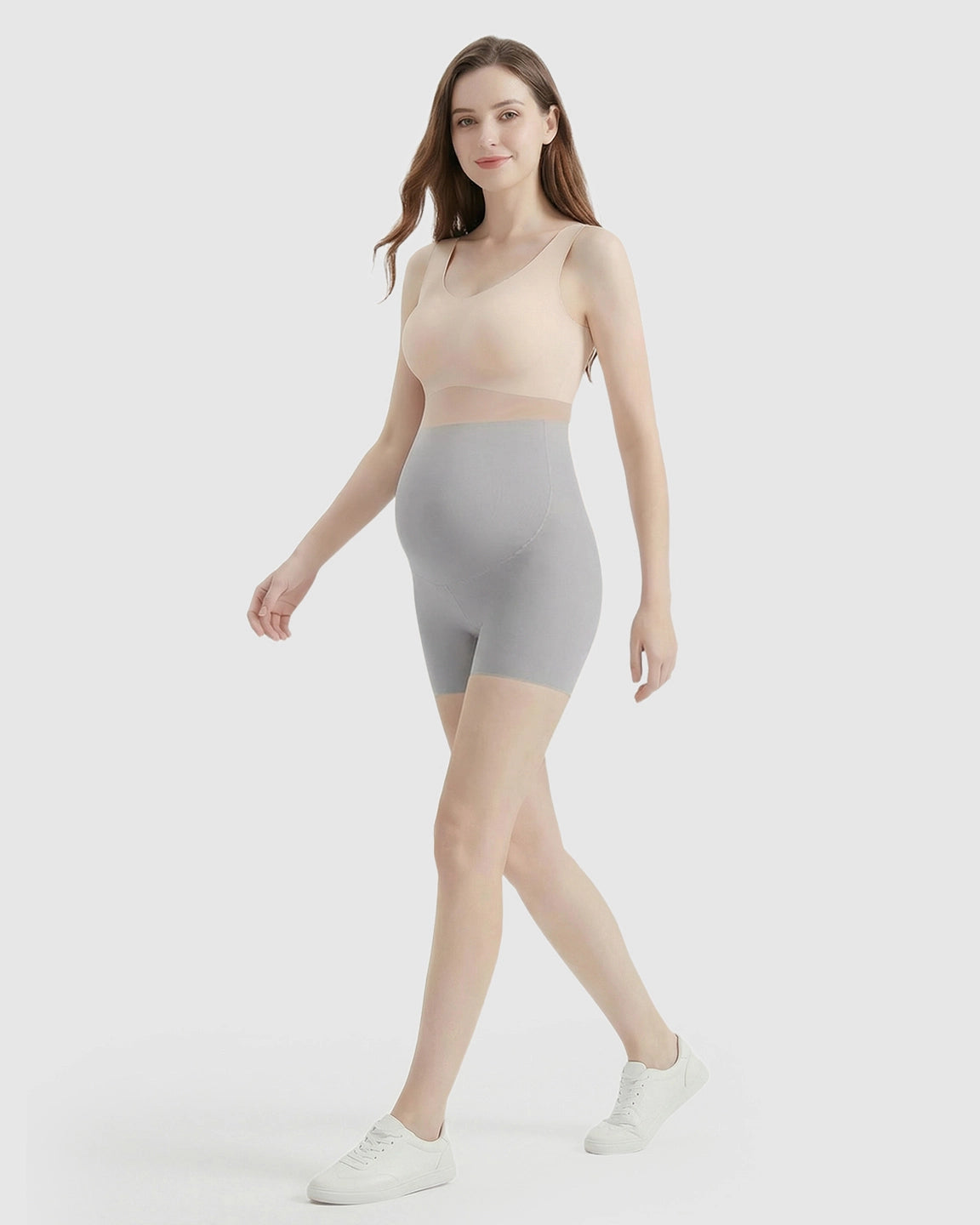 High-Waist Belly Support Seamless Slim Fit Maternity Shorts