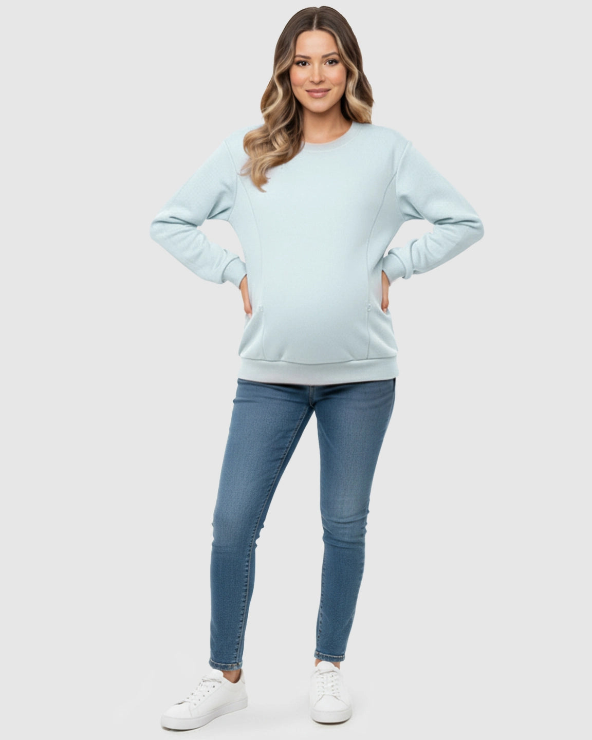 Waffle-Knit Cozy Fit Maternity Nursing Sweatshirt