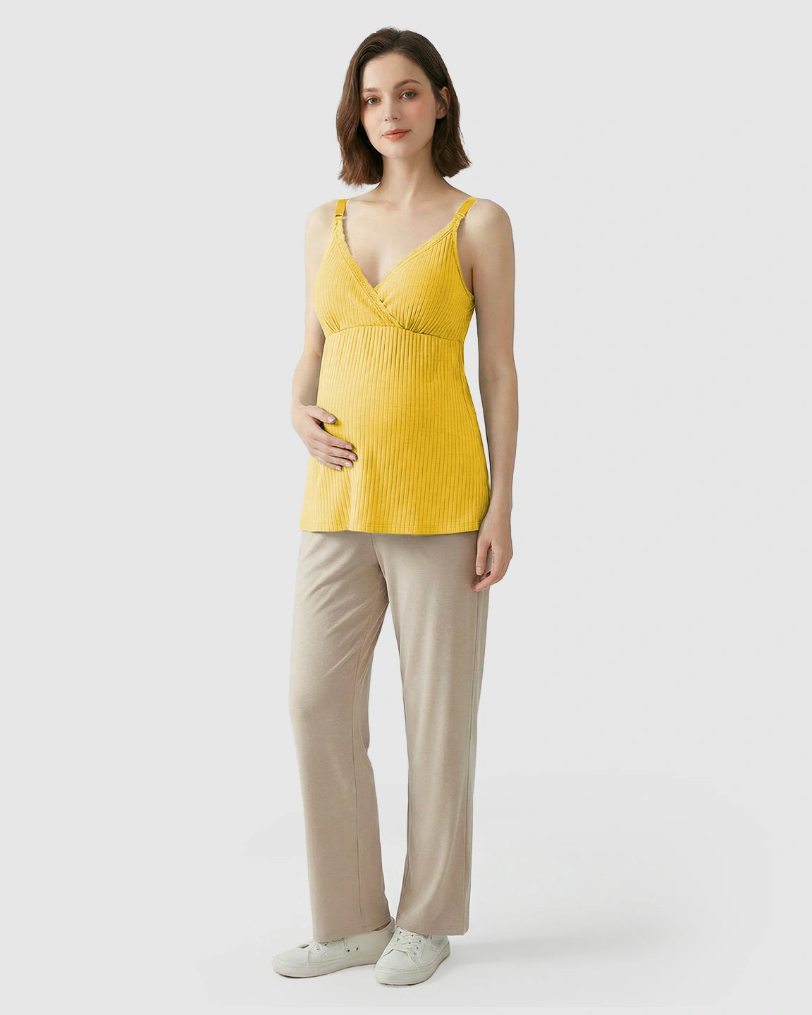 Easy-Access Crisscross Ribbed Nursing Camisole