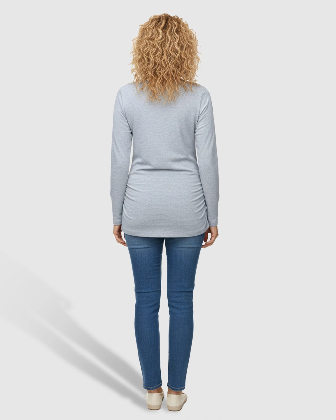 Slim Fit Side Ruched Long Sleeve Maternity Top