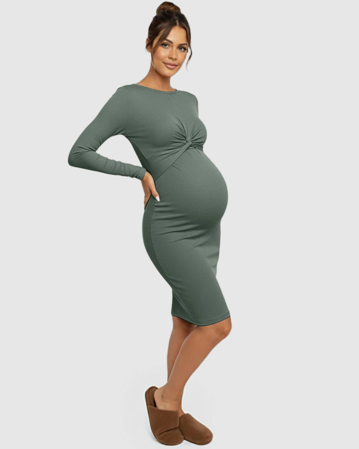 Twist-Front Bodycon Maternity Short Dress