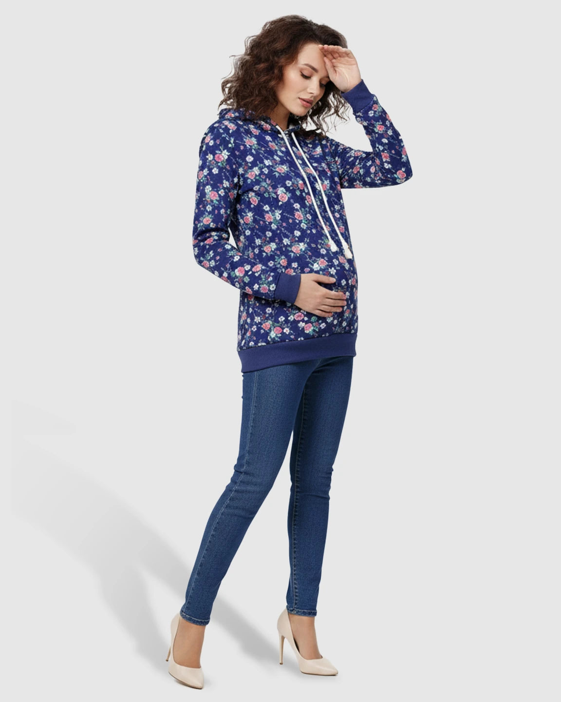 Kangaroo Pocket Pull Over Loose Fit Nursing Hoodie