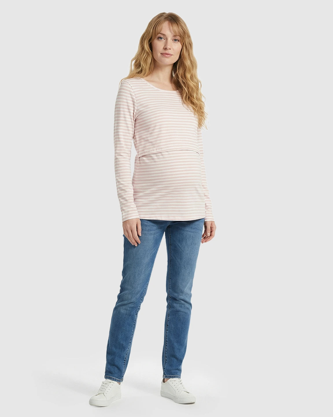 Pull-up Access Striped Print Maternity & Nursing Top