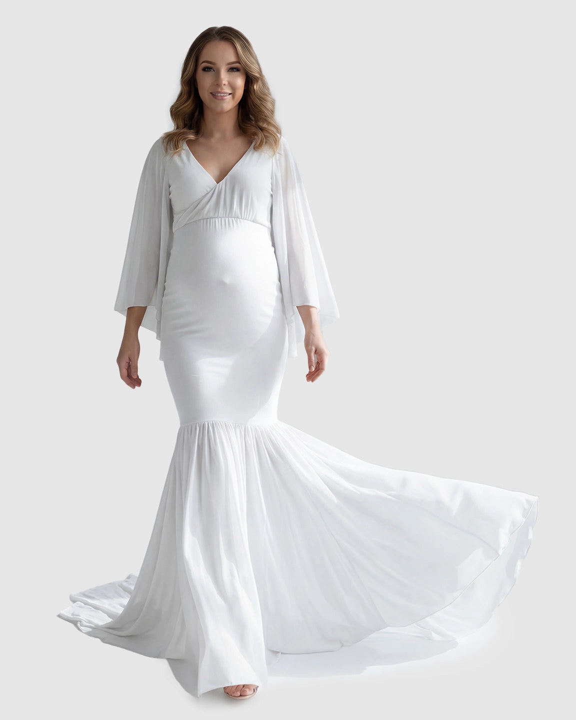 Trailing Hem Elegant Maternity Photoshoot Gown