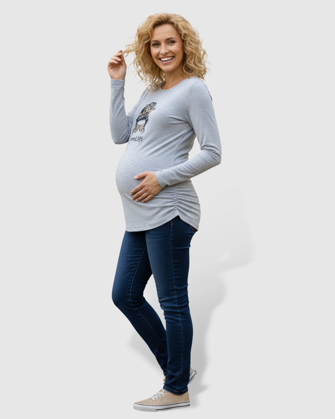 Round-neck Printed Maternity Top