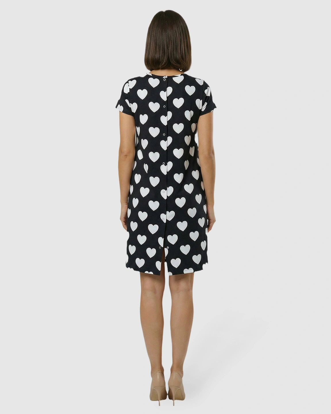Pure Cotton Heart-Pattern Maternity Nursing Dress