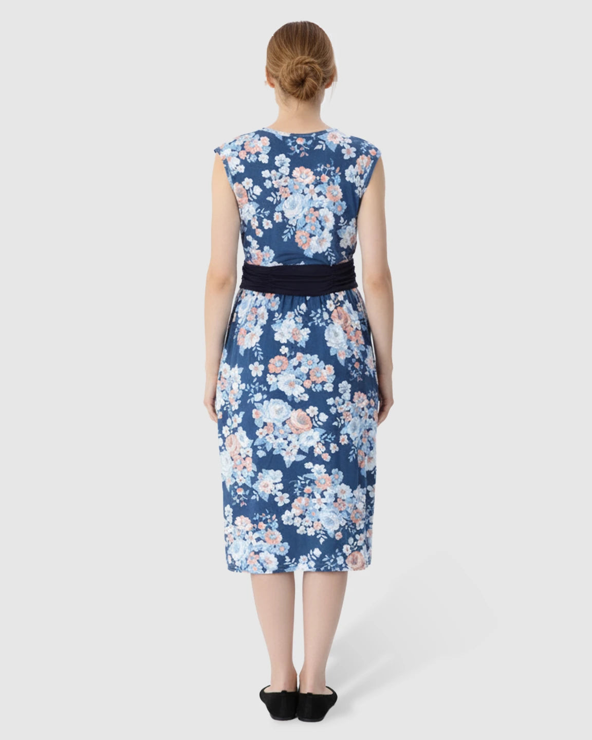 Floral Print A-Line Maternity & Nursing Midi Dress