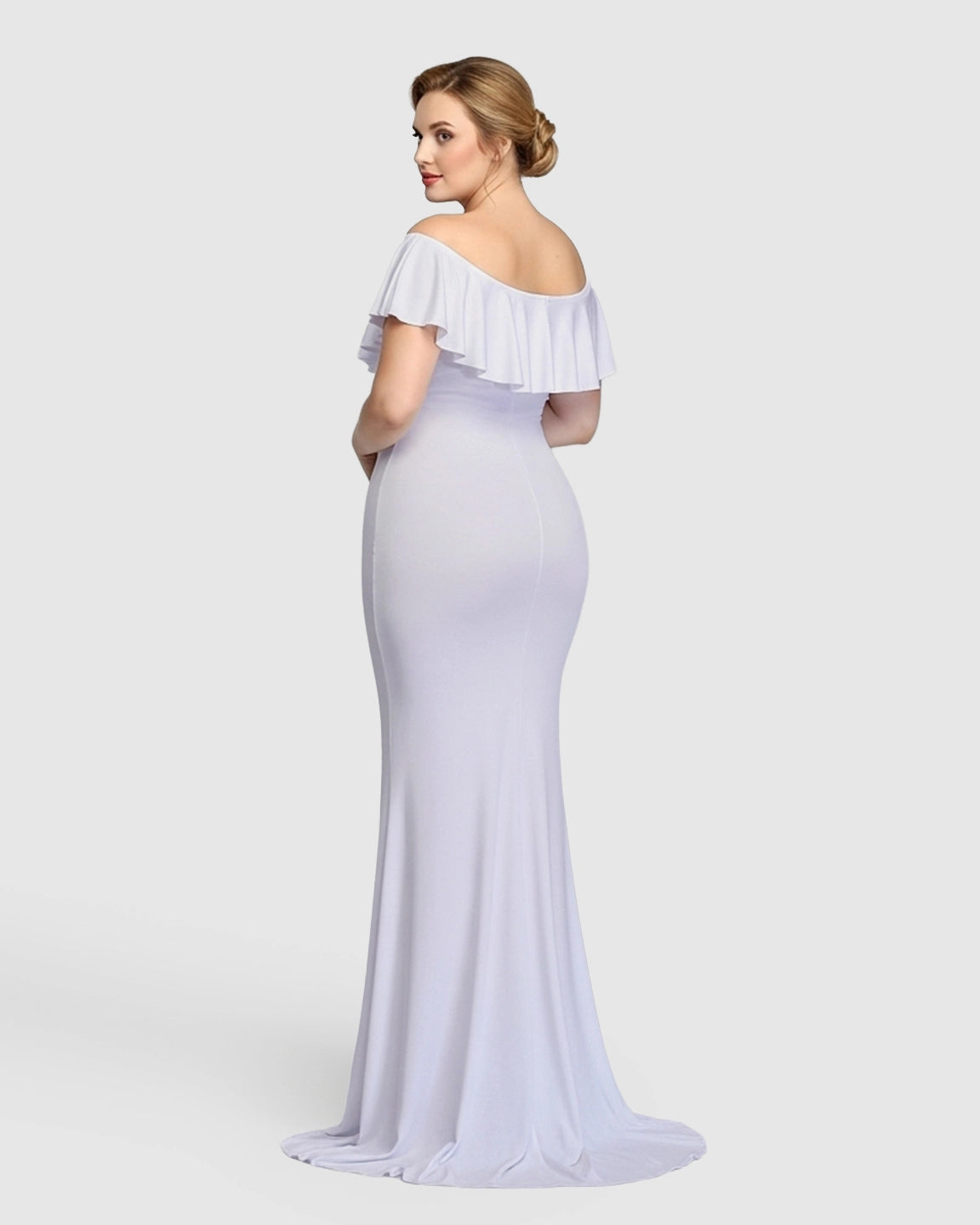 Off-Shoulder Ruffled Bodycon Maternity Maxi Dress
