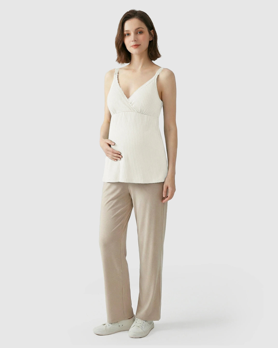 Easy-Access Crisscross Ribbed Nursing Camisole