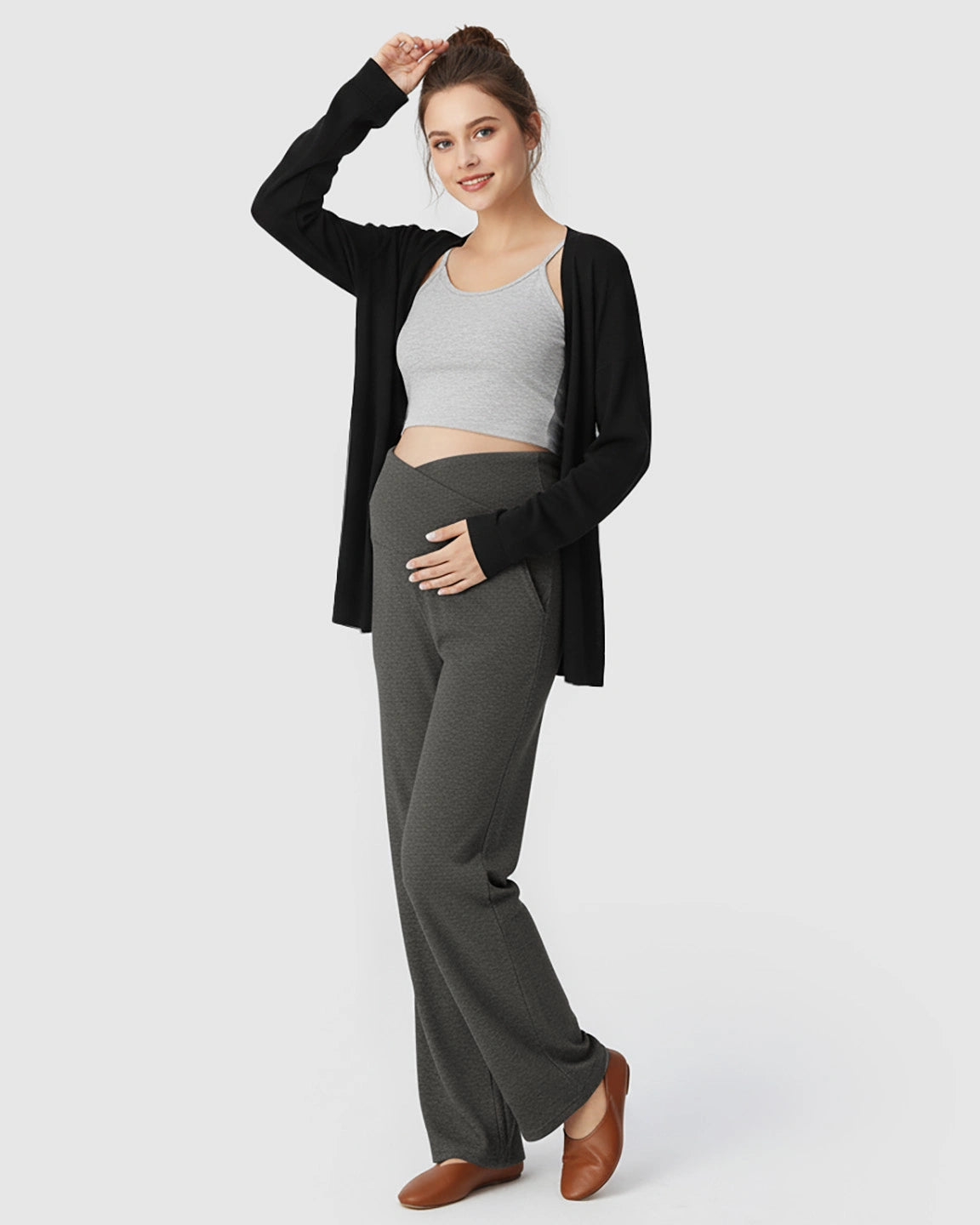 Crossover Waist Wide-Leg Maternity Lounge Pants