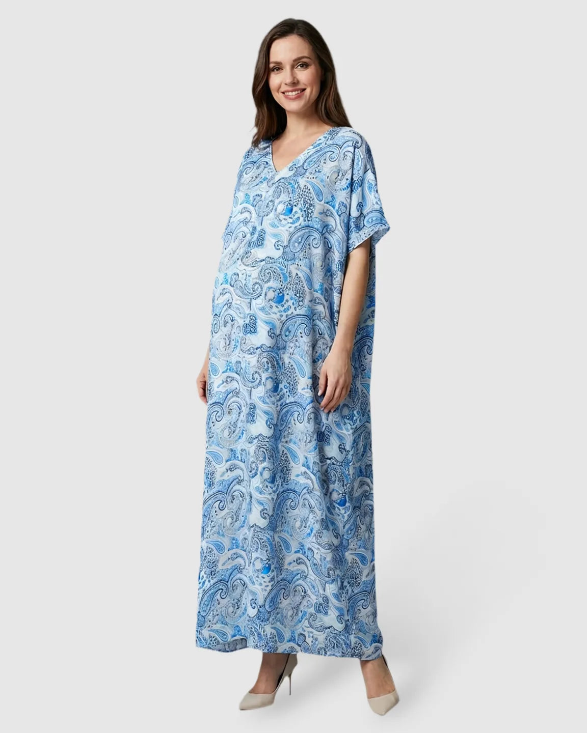 Lightweight Floral-Print Maternity Kaftan Dress