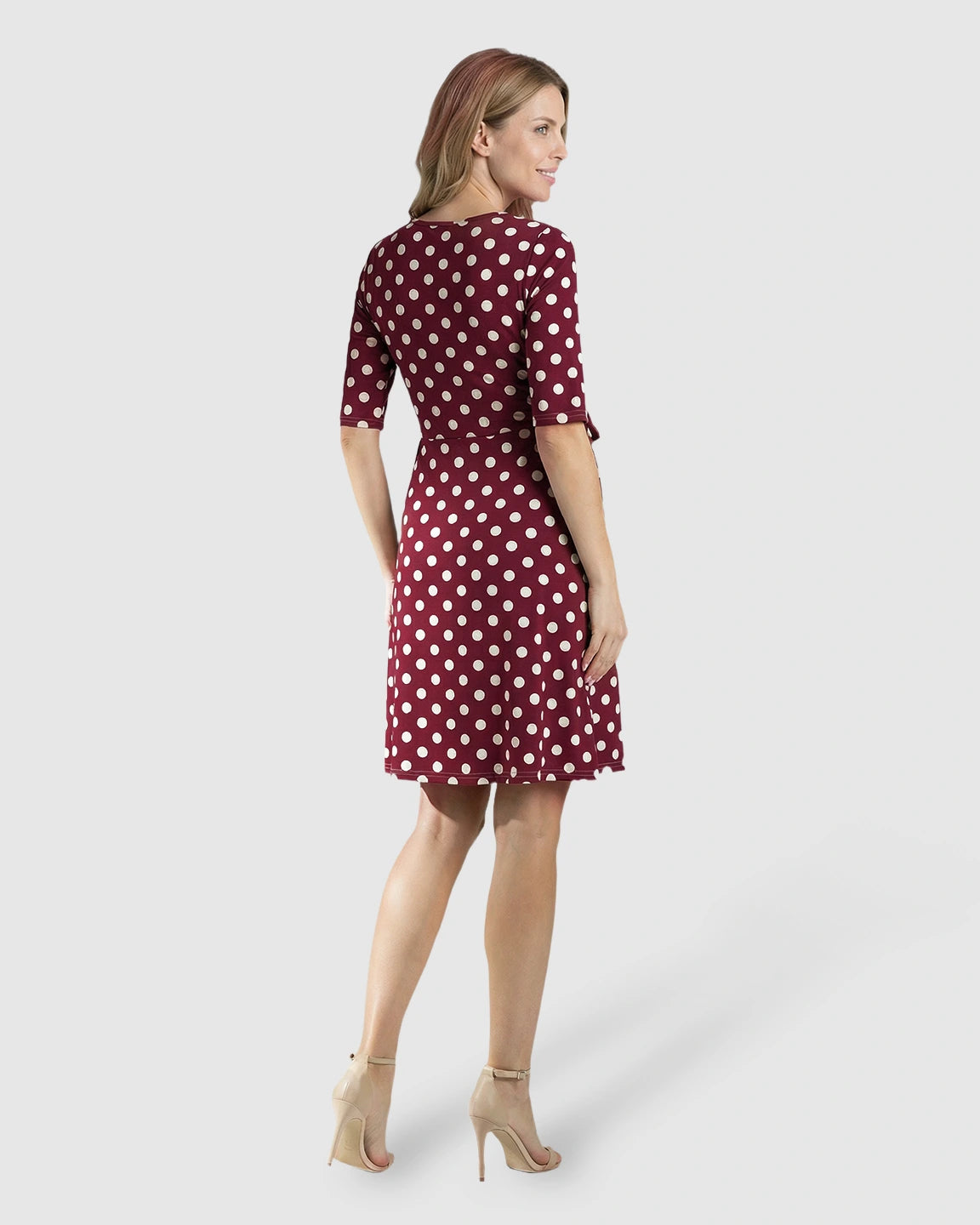 Polka Dot Tie Waist Maternity Dress