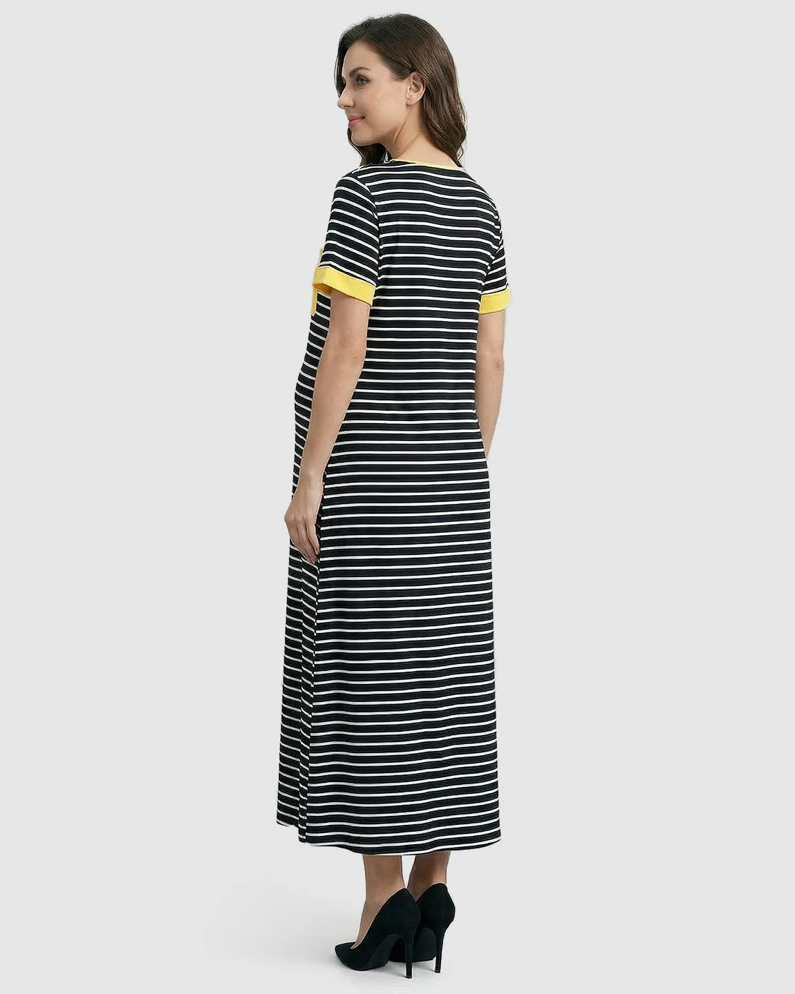 Nursing-Friendly Casual Maternity Midi Dress
