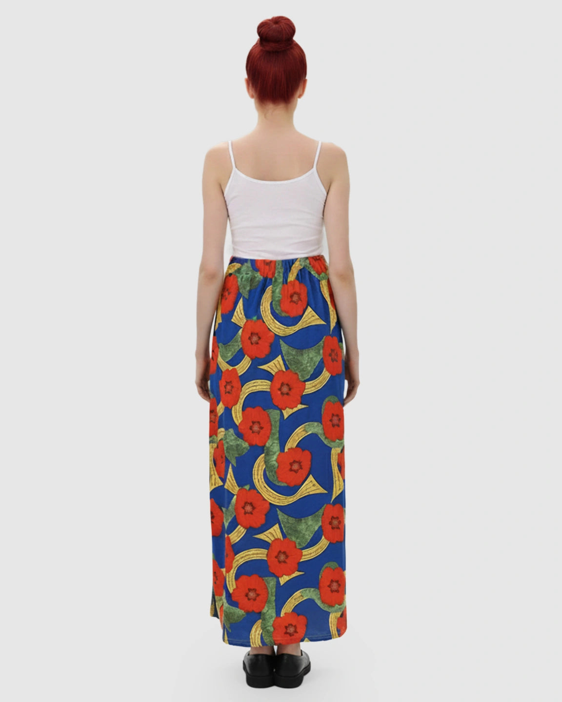 Vibrant Floral Sleeveless Wide-Skirt Maternity Maxi Dress