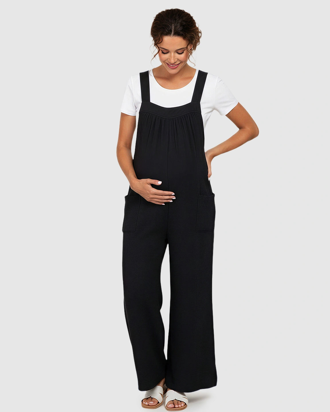 Tie-Back Wide-Leg Maternity Jumpsuit