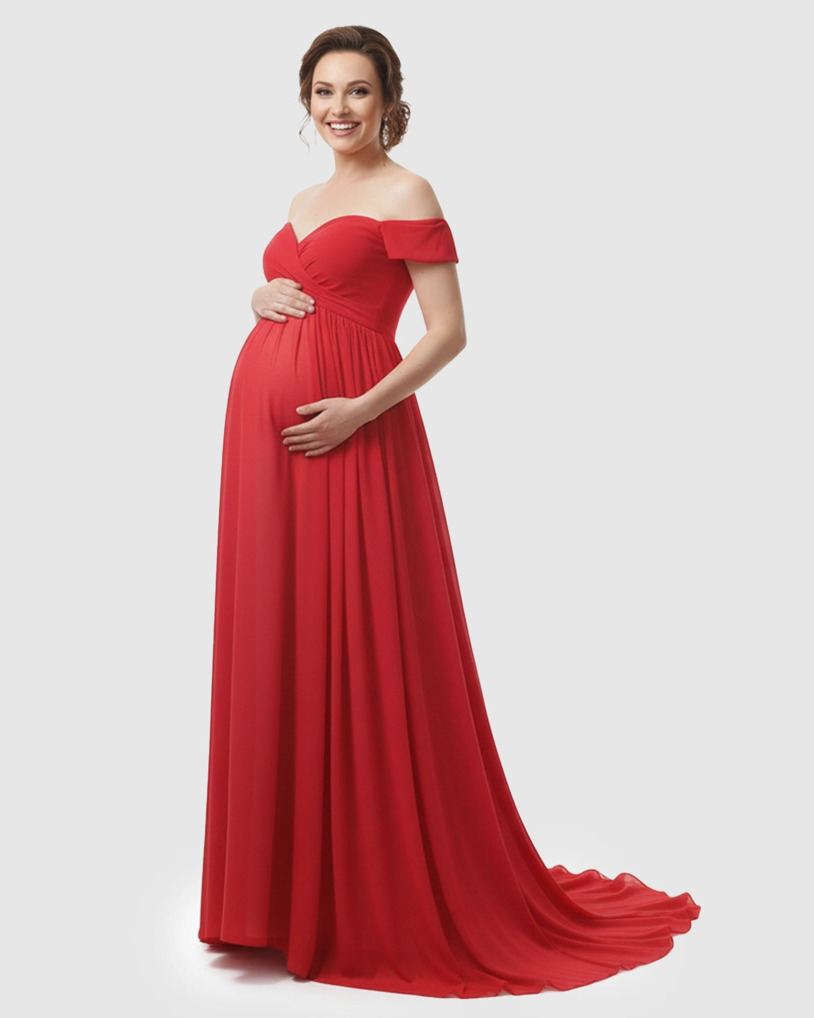 Off-Shoulder Dreamy Maternity Photography Gown