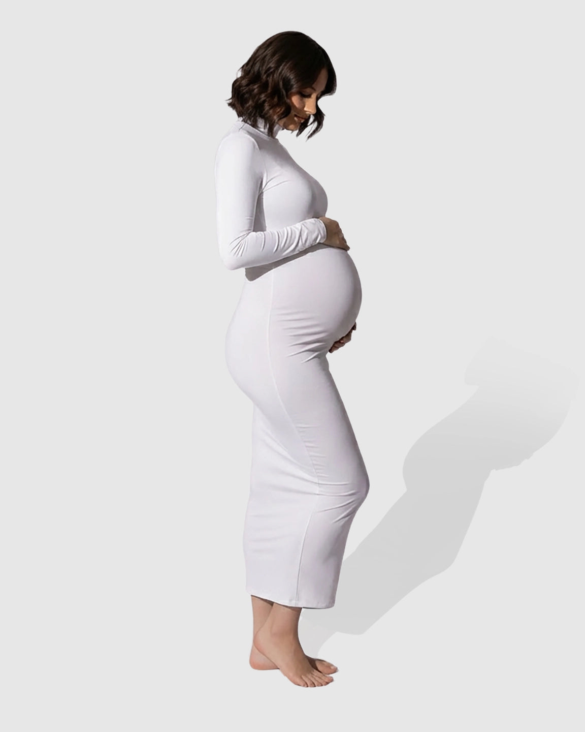Mock-Neck Bodycon Maternity Maxi Dress