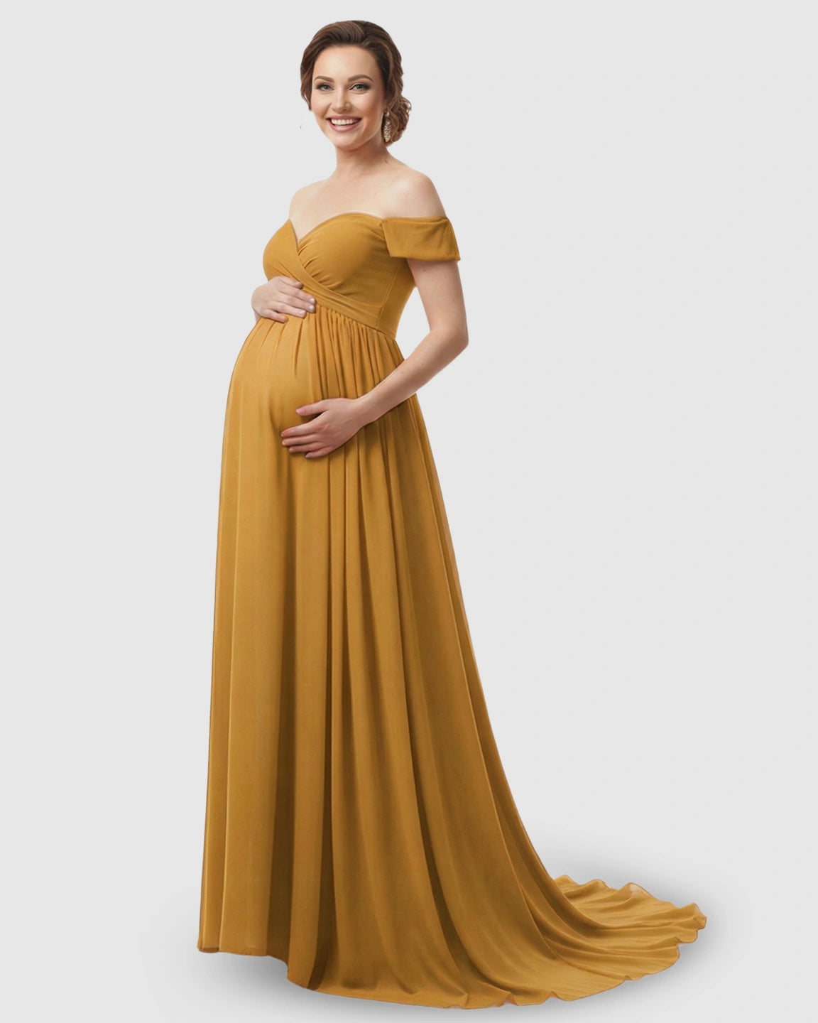 Off-Shoulder Dreamy Maternity Photography Gown