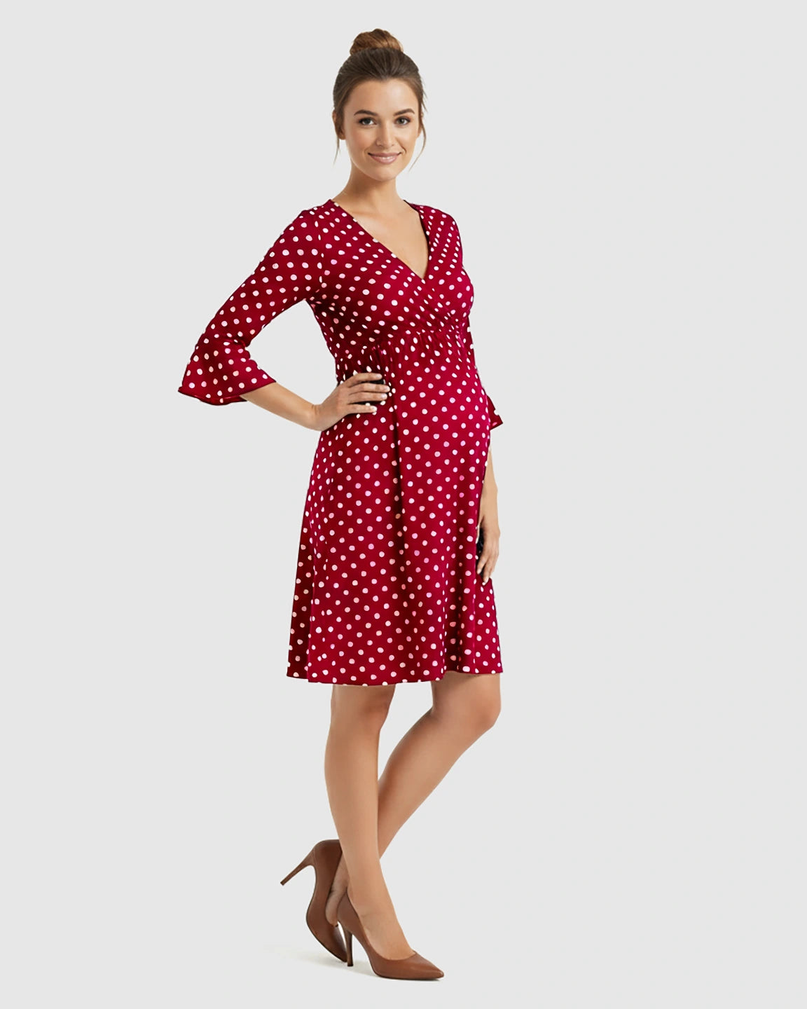 Polka Dot Empire Waist Maternity Short Dress