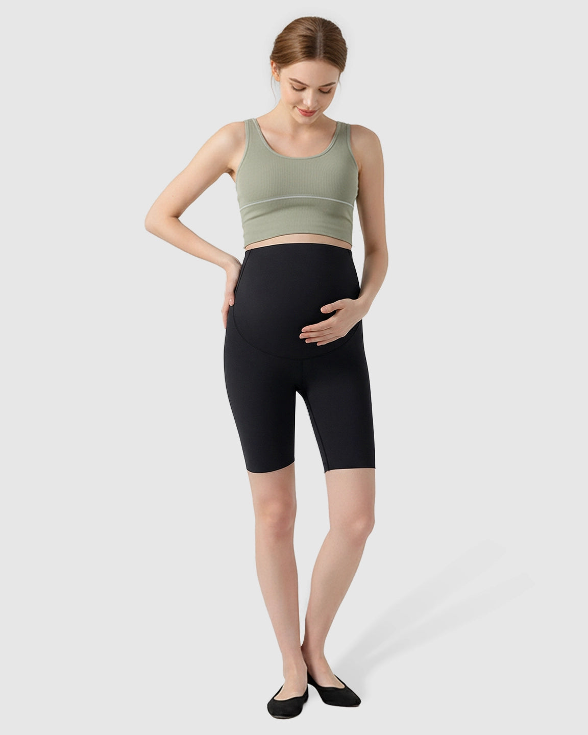 Over-Belly Seamless Design Maternity Shorts