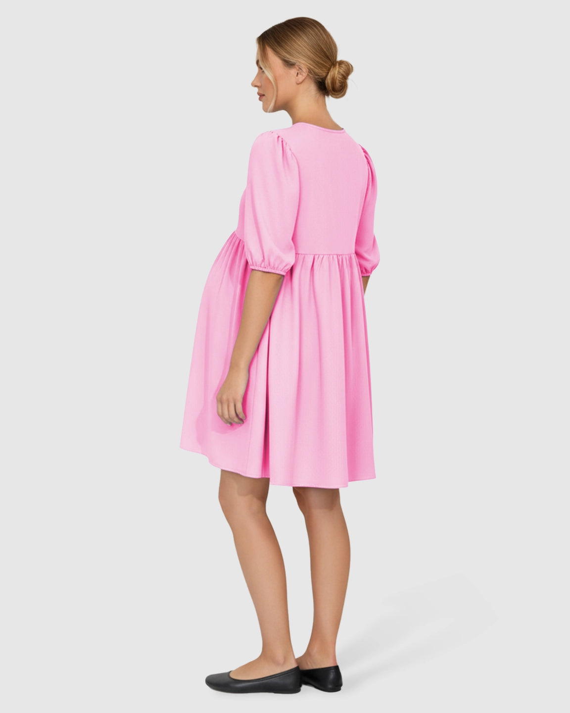 Tie-Neck Babydoll Maternity Dress