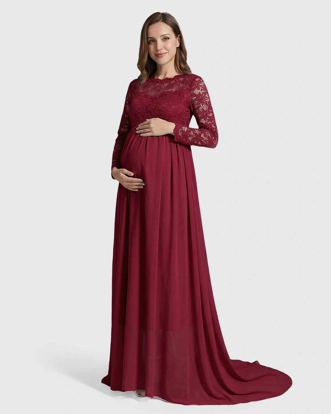 Lace Bodice Trailing Skirt Maternity Photoshoot Gown