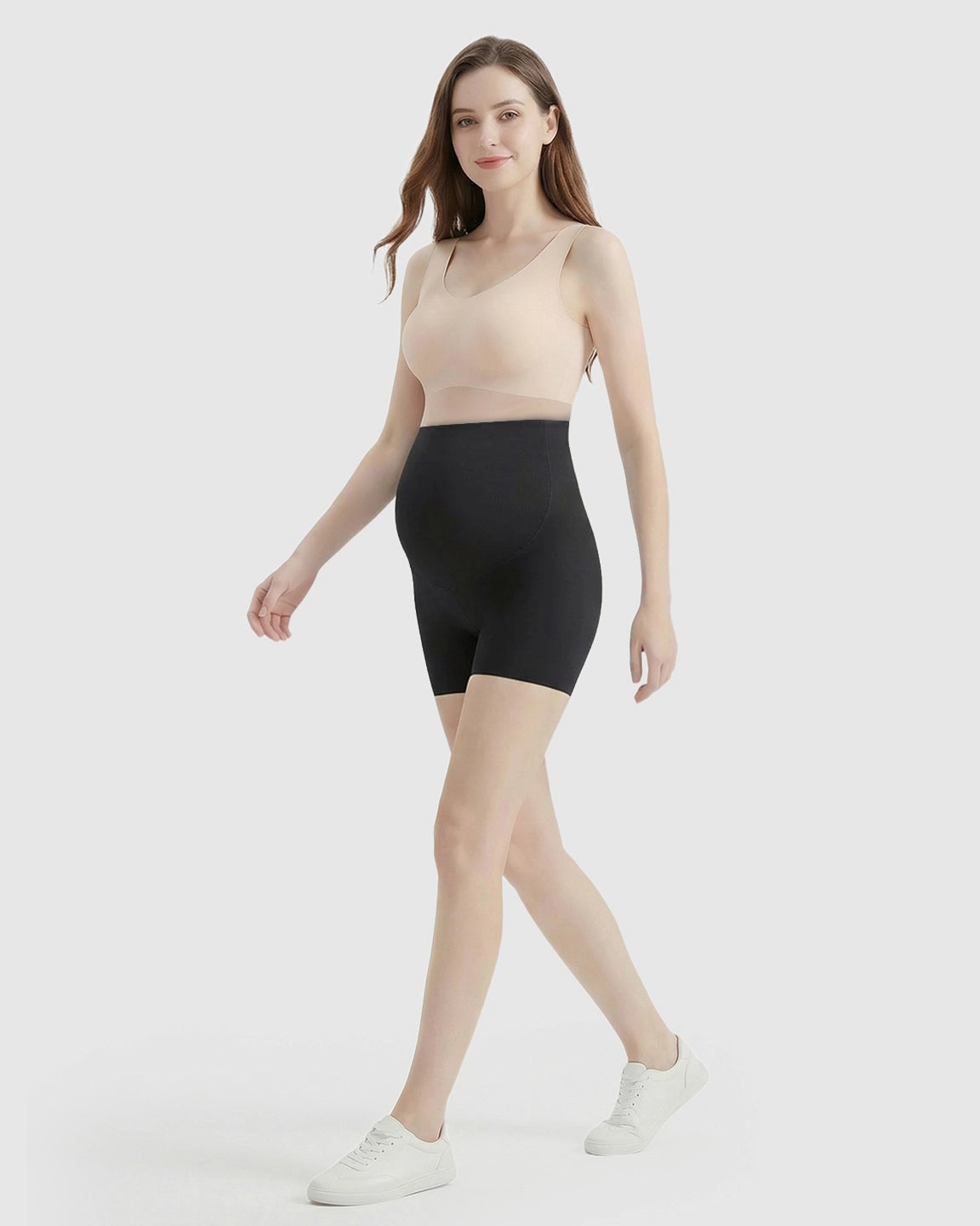 High-Waist Belly Support Seamless Slim Fit Maternity Shorts