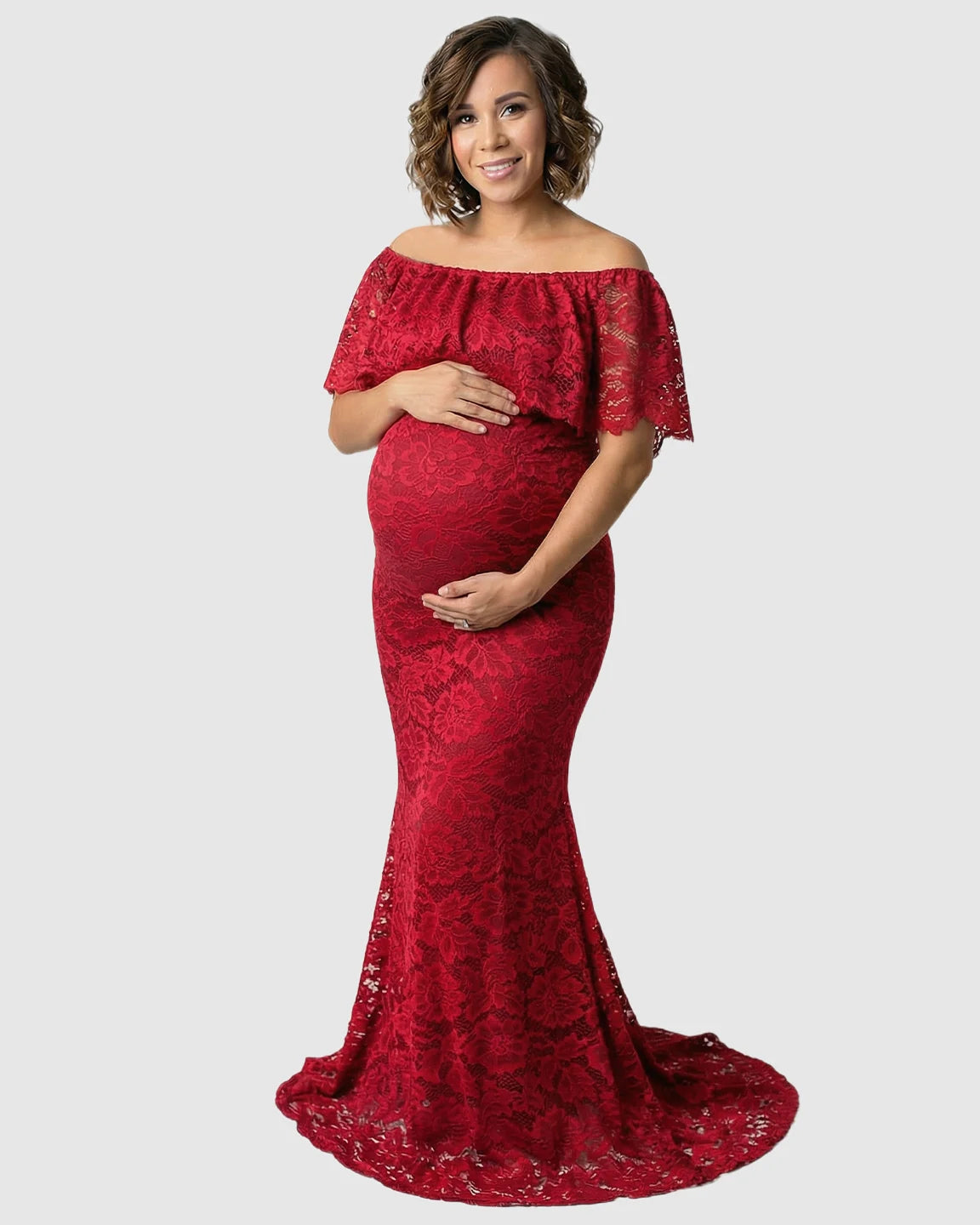 Lace Fitted Mermaid Maternity Gown