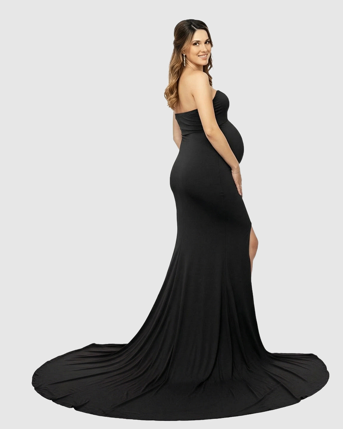 Strapless Sweetheart Neckline Trumpet Silhouette Maternity Gown