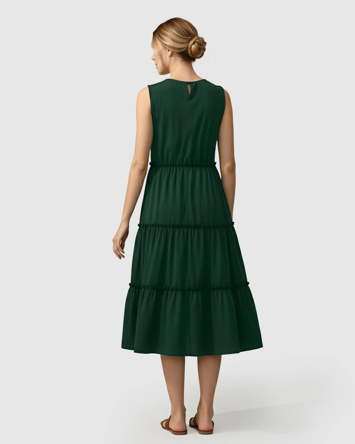 Tiered Ruffle Skirt Casual Maternity Midi Dress