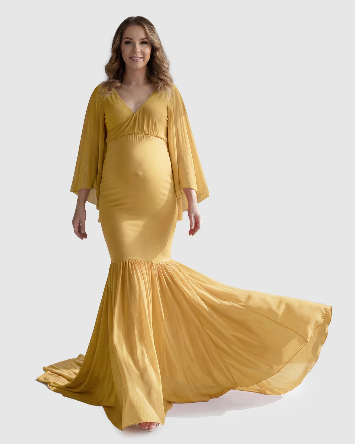 Trailing Hem Elegant Maternity Photoshoot Gown