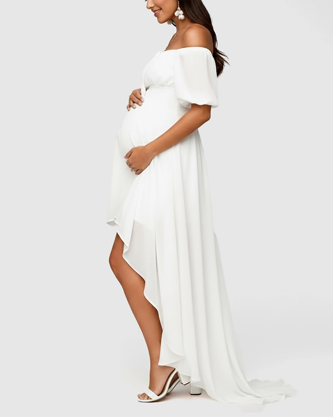 Off-Shoulder Flowy Maternity Dress